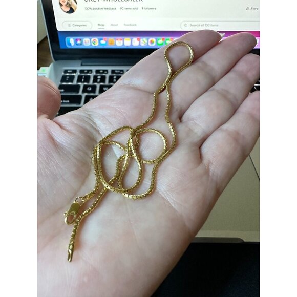 18K Solid  Yellow Gold Unisex Snake Chain /Necklace, Diamond cut 16'' 3.55 grams - Picture 7 of 7